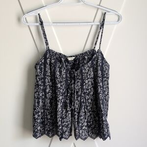 American Eagle Outfitters Navy and White Floral Camisole